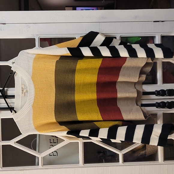Lovely J Sweaters - Striped Sweater. Fits like an XL.